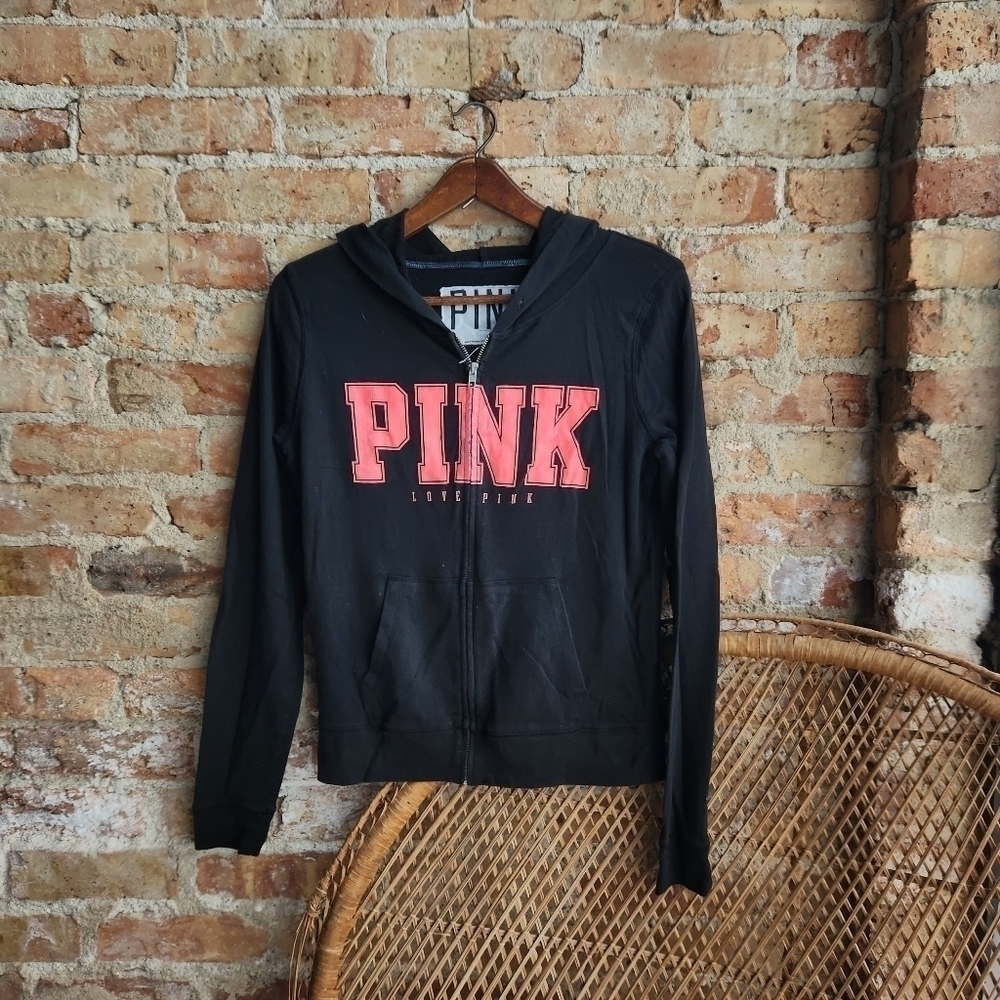 Vs pink logo zip up hoodie sweatshirt